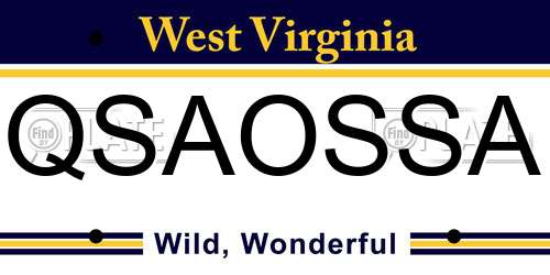 QSAOSSA West Virginia License Plate