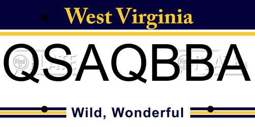 QSAQBBA West Virginia License Plate