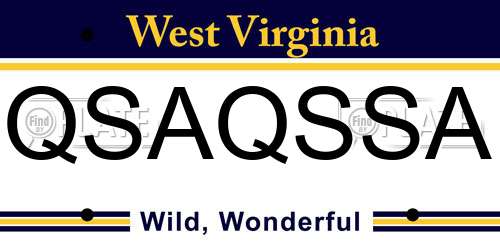 QSAQSSA West Virginia License Plate
