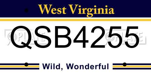 QSB4255 West Virginia License Plate