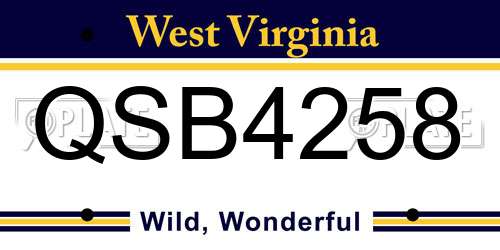 QSB4258 West Virginia License Plate