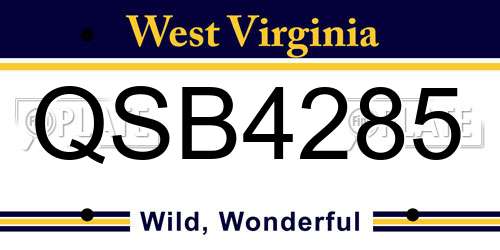 QSB4285 West Virginia License Plate
