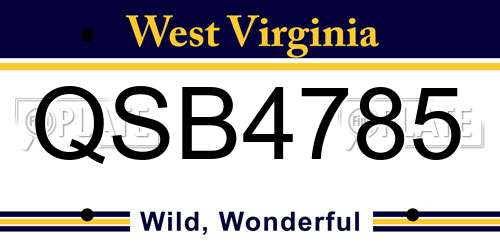 QSB4785 West Virginia License Plate