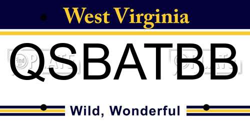 QSBATBB West Virginia License Plate