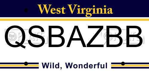 QSBAZBB West Virginia License Plate