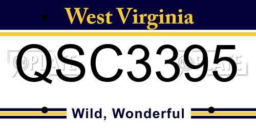 QSC3395 West Virginia License Plate