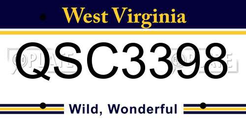 QSC3398 West Virginia License Plate