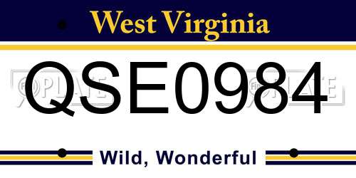 QSE0984 West Virginia License Plate