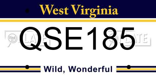 QSE185 West Virginia License Plate