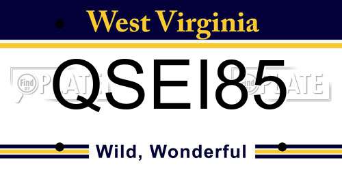 QSEI85 West Virginia License Plate