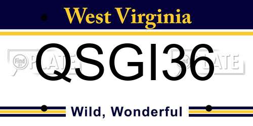QSGI36 West Virginia License Plate