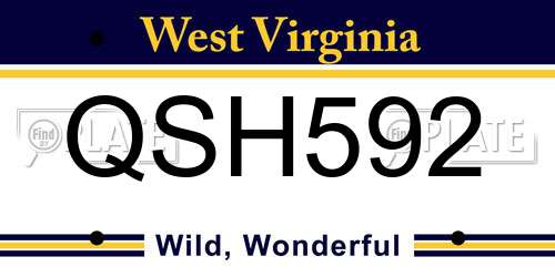 QSH592 West Virginia License Plate