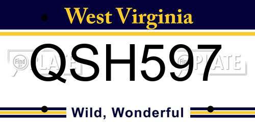 QSH597 West Virginia License Plate
