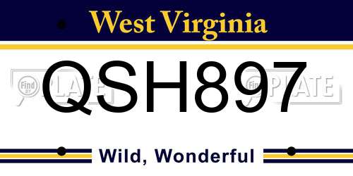 QSH897 West Virginia License Plate