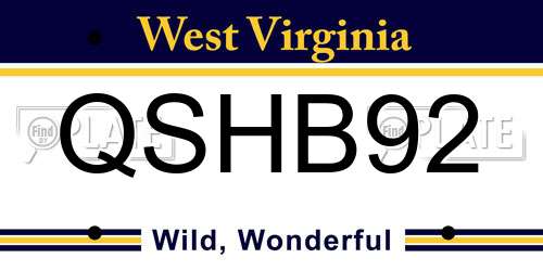 QSHB92 West Virginia License Plate