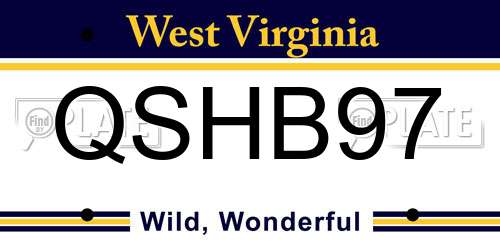 QSHB97 West Virginia License Plate