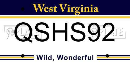 QSHS92 West Virginia License Plate