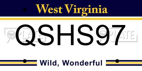 QSHS97 West Virginia License Plate