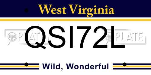 QSI72L West Virginia License Plate