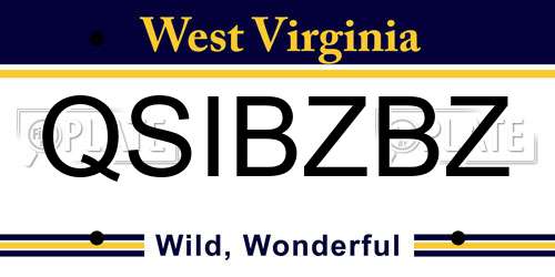 QSIBZBZ West Virginia License Plate