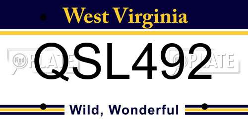 QSL492 West Virginia License Plate