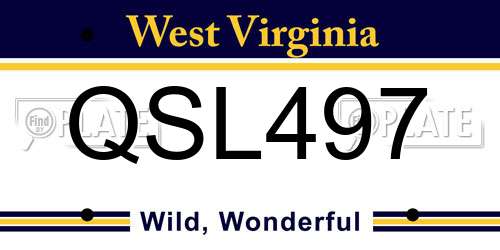 QSL497 West Virginia License Plate