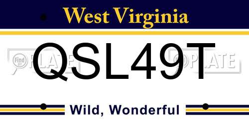 QSL49T West Virginia License Plate