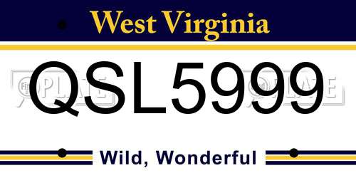 QSL5999 West Virginia License Plate
