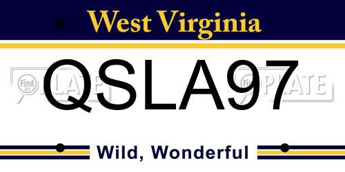 QSLA97 West Virginia License Plate