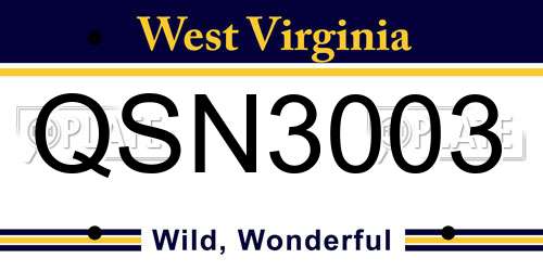 QSN3003 West Virginia License Plate
