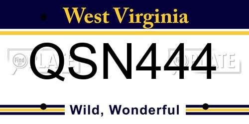 QSN444 West Virginia License Plate