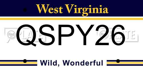 QSPY26 West Virginia License Plate