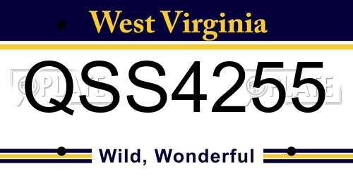 QSS4255 West Virginia License Plate