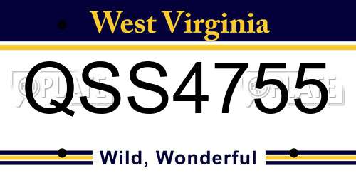 QSS4755 West Virginia License Plate
