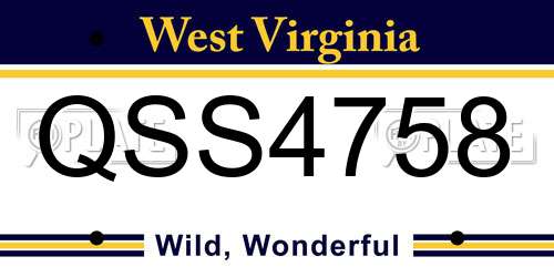 QSS4758 West Virginia License Plate