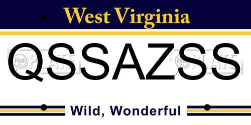 QSSAZSS West Virginia License Plate