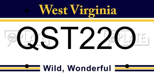 QST22O West Virginia License Plate