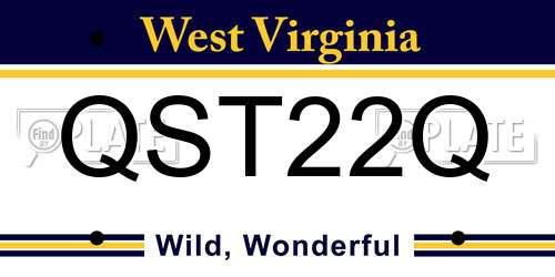 QST22Q West Virginia License Plate