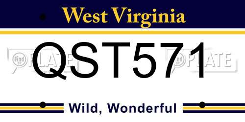 QST571 West Virginia License Plate