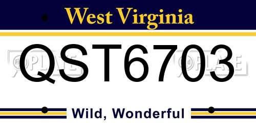 QST6703 West Virginia License Plate