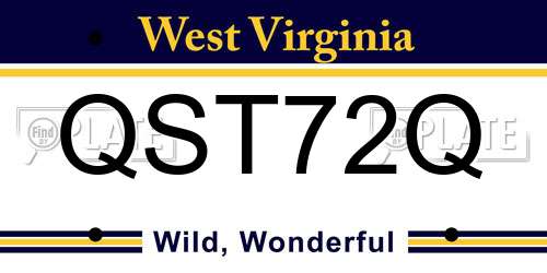 QST72Q West Virginia License Plate