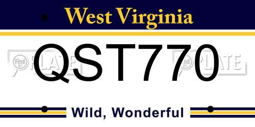 QST770 West Virginia License Plate