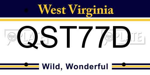 QST77D West Virginia License Plate