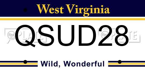 QSUD28 West Virginia License Plate