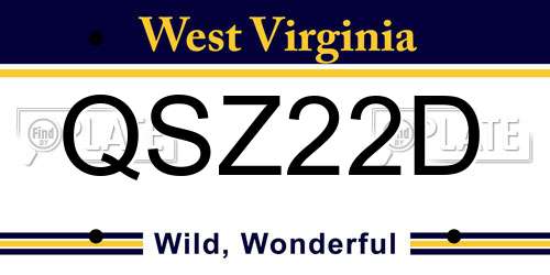 QSZ22D West Virginia License Plate