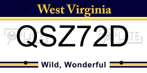 QSZ72D West Virginia License Plate