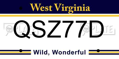 QSZ77D West Virginia License Plate