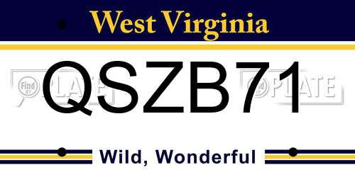 QSZB71 West Virginia License Plate