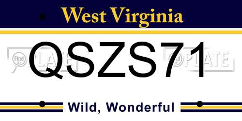 QSZS71 West Virginia License Plate