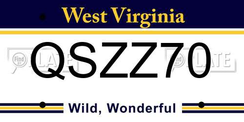 QSZZ70 West Virginia License Plate